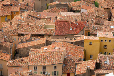 High angle view of buildings in city