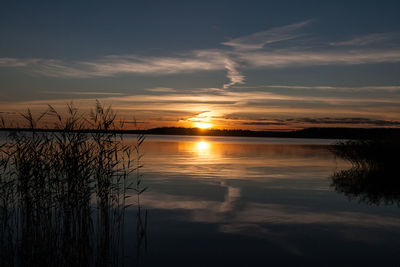 Scenic view of sunset over lake