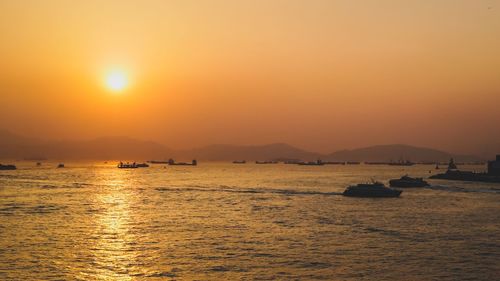 Scenic view of sunset over sea