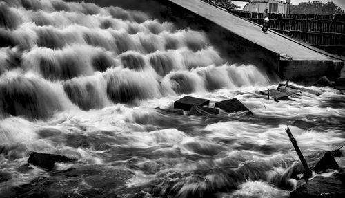 View of dam in sea
