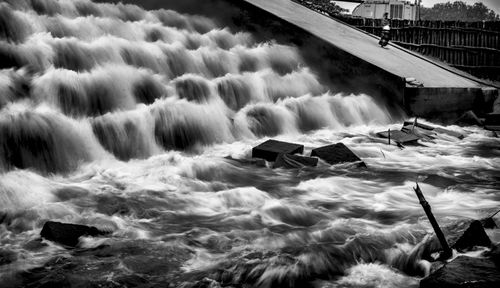 View of dam in sea