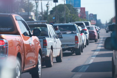 View of traffic on road