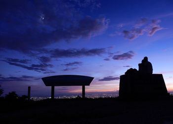 Low angle view of silhouette building against sky at sunset