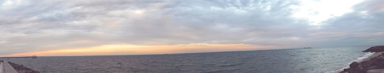 Scenic view of sea against cloudy sky