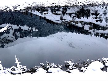 Scenic view of frozen lake during winter