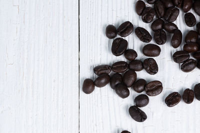 High angle view of coffee beans on table