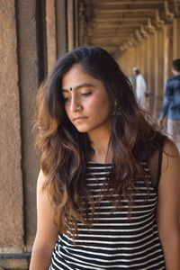 Beautiful young woman in hair