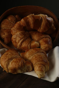 High angle view of bread on table