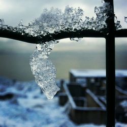 Close up of frozen water