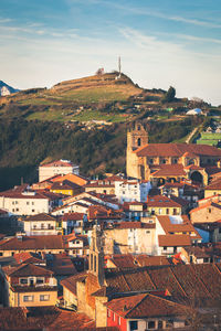 High angle view of townscape against sky