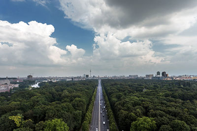 Berlin cityscape against cloudy sky