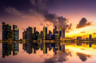 Singapore waterfront cityscape at dusk