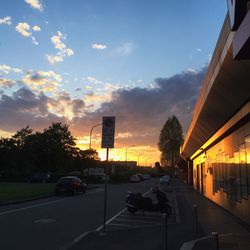 Road in city at sunset