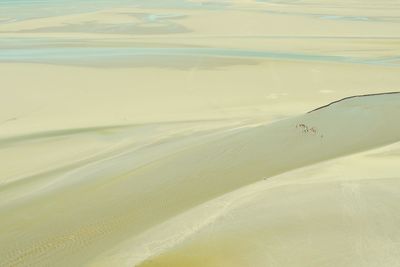 High angle view of sand dunes at beach