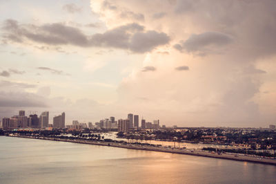 View of cityscape against sky during sunset