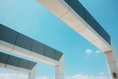 Low angle view of built structure against blue sky