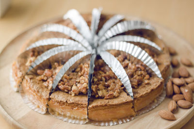 High angle view of cake on table