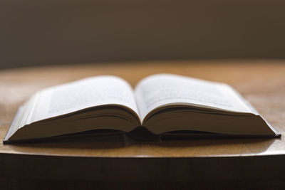 Close-up of open book on table