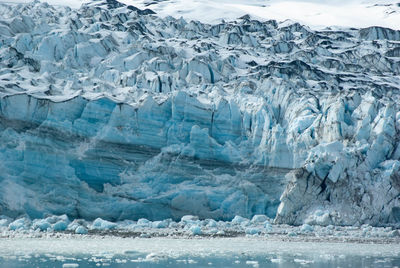 Alaskan glacier with up-close view of the rugged blue ice 