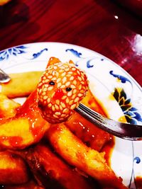 Close-up of dessert in plate on table