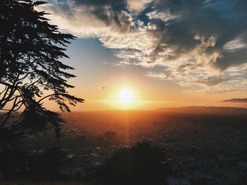 Scenic view of silhouette landscape against sky during sunset