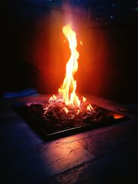 Close-up of bonfire at night