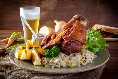 Close-up of food on table