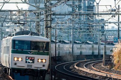 Train on railroad tracks