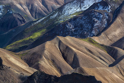 High angle view of rock formations on mountain