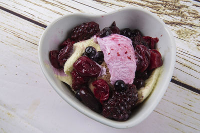 High angle view of breakfast served in bowl