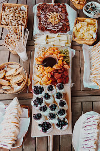 High angle view of food on table