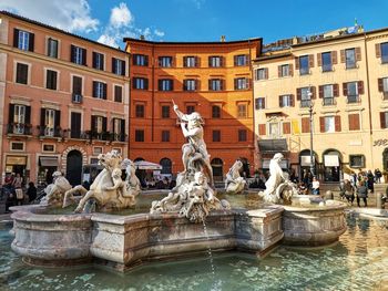 Statue of fountain in city