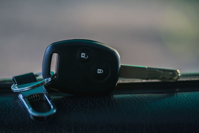 Close-up of vintage car on table