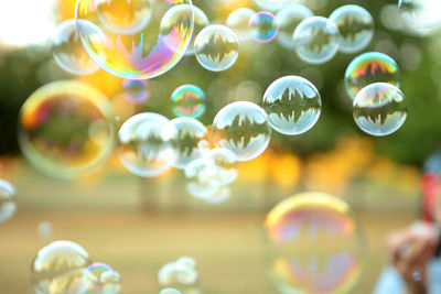 Close-up of bubbles in mid-air