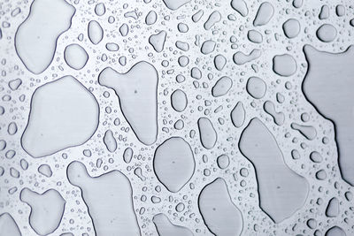 Rain drops on silver metal plate.