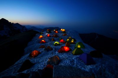 View of mountain range at night