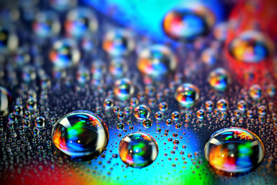 Close-up of water drops on glass