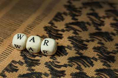 High angle view of text on paper