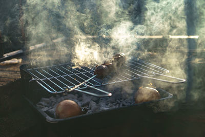 Food cooked on barbecue grill