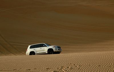 View of car on desert