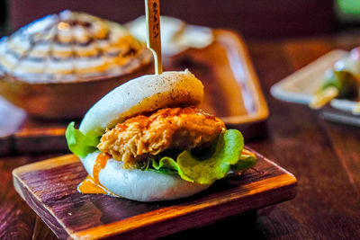 Close-up of food on table