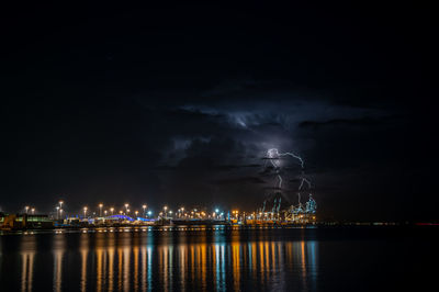 Illuminated city at night