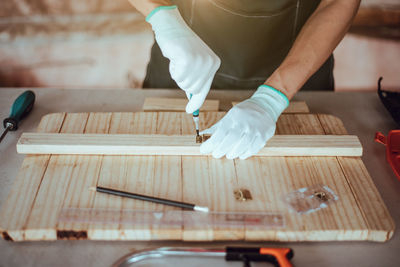 Man working on table