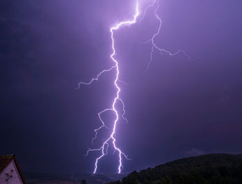 Low angle view of lightning in sky