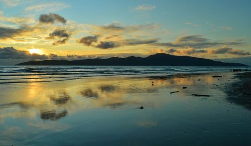 Scenic view of sea at sunset