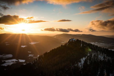 Scenic view of landscape against sky during sunset