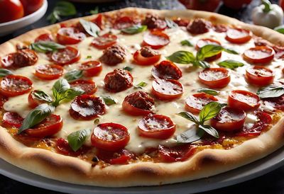 Close-up of pizza on table