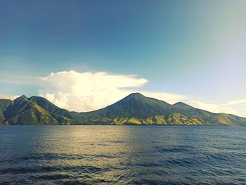 Scenic view of sea against cloudy sky