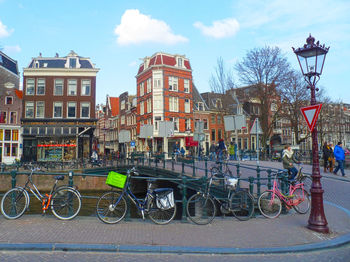 Bicycles on street in city