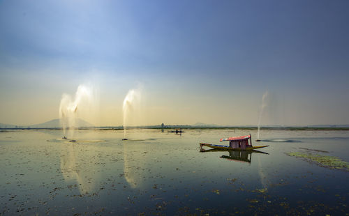 Scenic view of sea against sky during sunset